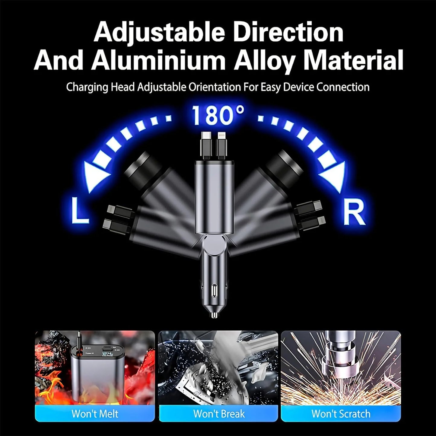 VOLTIVE | 4 in 1 Retractable Car Charger